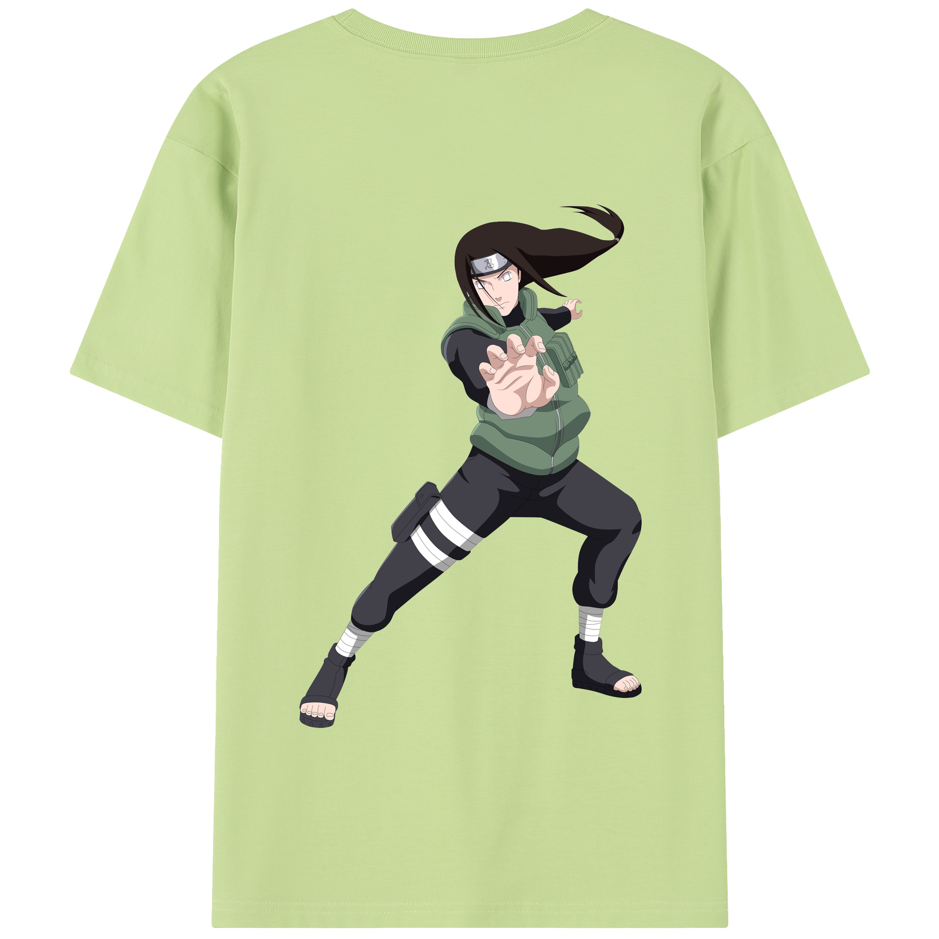 （画像用） NARUTO -ナルト- 日向ネジ Hyūga Neji 綿100％半袖Tシャツ（背面プリント）